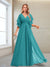 A-Line/Princess V-Neck Floor-Length Half Sleeves Mother of the Bride Dresses