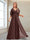 A-Line/Princess V-Neck Floor-Length Half Sleeves Mother of the Bride Dresses