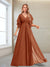 A-Line/Princess V-Neck Floor-Length Half Sleeves Mother of the Bride Dresses