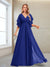 A-Line/Princess V-Neck Floor-Length Half Sleeves Mother of the Bride Dresses