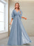 A-Line/Princess V-Neck Floor-Length Half Sleeves Mother of the Bride Dresses