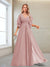 A-Line/Princess V-Neck Floor-Length Half Sleeves Mother of the Bride Dresses