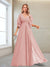 A-Line/Princess V-Neck Floor-Length Half Sleeves Mother of the Bride Dresses
