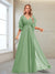 A-Line/Princess V-Neck Floor-Length Half Sleeves Mother of the Bride Dresses