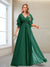 A-Line/Princess V-Neck Floor-Length Half Sleeves Mother of the Bride Dresses