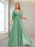 A-Line/Princess V-Neck Floor-Length Half Sleeves Mother of the Bride Dresses