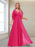 A-Line/Princess V-Neck Floor-Length Half Sleeves Mother of the Bride Dresses