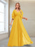 A-Line/Princess V-Neck Floor-Length Half Sleeves Mother of the Bride Dresses