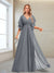 A-Line/Princess V-Neck Floor-Length Half Sleeves Mother of the Bride Dresses