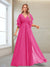 A-Line/Princess V-Neck Floor-Length Half Sleeves Mother of the Bride Dresses