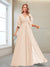 A-Line/Princess V-Neck Floor-Length Half Sleeves Mother of the Bride Dresses