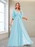 A-Line/Princess V-Neck Floor-Length Half Sleeves Mother of the Bride Dresses