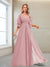 A-Line/Princess V-Neck Floor-Length Half Sleeves Mother of the Bride Dresses