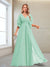 A-Line/Princess V-Neck Floor-Length Half Sleeves Mother of the Bride Dresses