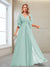 A-Line/Princess V-Neck Floor-Length Half Sleeves Mother of the Bride Dresses