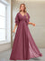 A-Line/Princess V-Neck Floor-Length Half Sleeves Mother of the Bride Dresses