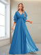 A-Line/Princess V-Neck Floor-Length Half Sleeves Mother of the Bride Dresses