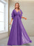 A-Line/Princess V-Neck Floor-Length Half Sleeves Mother of the Bride Dresses