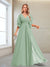 A-Line/Princess V-Neck Floor-Length Half Sleeves Mother of the Bride Dresses
