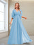 A-Line/Princess V-Neck Floor-Length Half Sleeves Mother of the Bride Dresses