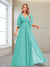 A-Line/Princess V-Neck Floor-Length Half Sleeves Mother of the Bride Dresses