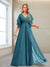 A-Line/Princess V-Neck Floor-Length Half Sleeves Mother of the Bride Dresses