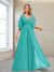 A-Line/Princess V-Neck Floor-Length Half Sleeves Mother of the Bride Dresses