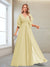 A-Line/Princess V-Neck Floor-Length Half Sleeves Mother of the Bride Dresses