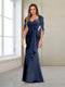 Sheath/Column V-Neck Floor-Length Chiffon Mother of the Bride Dresses with Appliques