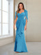 Sheath/Column V-Neck Floor-Length Chiffon Mother of the Bride Dresses with Appliques