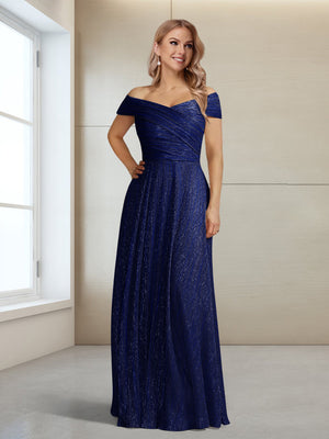 A-Line/Princess Off-the-Shoulder Sleeveless Floor-Length Ruched Mother of the Bride Dresses