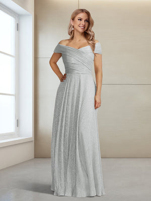 A-Line/Princess Off-the-Shoulder Sleeveless Floor-Length Ruched Mother of the Bride Dresses