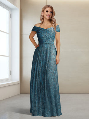 A-Line/Princess Off-the-Shoulder Sleeveless Floor-Length Ruched Mother of the Bride Dresses