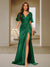Trumpet/Mermaid V-Neck Short Sleeves Ruched Bridesmaid Dresses with Split Side & Ruffles