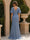 Trumpet/Mermaid V-Neck Short Sleeves Floor-Length Bridesmaid Dresses with Split Side & Ruffles