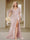Trumpet/Mermaid V-Neck Short Sleeves Ruched Plus Size Bridesmaid Dresses with Split Side & Ruffles