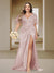 Trumpet/Mermaid V-Neck Short Sleeves Ruched Plus Size Bridesmaid Dresses with Split Side & Ruffles