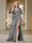 Trumpet/Mermaid V-Neck Short Sleeves Ruched Plus Size Bridesmaid Dresses with Split Side & Ruffles