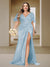 Trumpet/Mermaid V-Neck Short Sleeves Ruched Plus Size Bridesmaid Dresses with Split Side & Ruffles