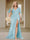 Trumpet/Mermaid V-Neck Short Sleeves Ruched Plus Size Bridesmaid Dresses with Split Side & Ruffles