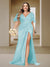 Trumpet/Mermaid V-Neck Short Sleeves Ruched Plus Size Bridesmaid Dresses with Split Side & Ruffles