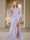 Trumpet/Mermaid V-Neck Short Sleeves Ruched Plus Size Bridesmaid Dresses with Split Side & Ruffles