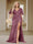 Trumpet/Mermaid V-Neck Short Sleeves Ruched Plus Size Bridesmaid Dresses with Split Side & Ruffles