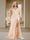 Trumpet/Mermaid V-Neck Short Sleeves Ruched Plus Size Bridesmaid Dresses with Split Side & Ruffles