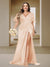 Trumpet/Mermaid V-Neck Short Sleeves Ruched Plus Size Bridesmaid Dresses with Split Side & Ruffles