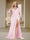Trumpet/Mermaid V-Neck Short Sleeves Ruched Plus Size Bridesmaid Dresses with Split Side & Ruffles