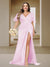 Trumpet/Mermaid V-Neck Short Sleeves Ruched Plus Size Bridesmaid Dresses with Split Side & Ruffles