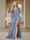 Trumpet/Mermaid V-Neck Short Sleeves Ruched Plus Size Bridesmaid Dresses with Split Side & Ruffles