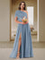 A-Line/Princess One-Shoulder Ruched Satin Bridesmaid Dresses with Side Slit