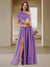 A-Line/Princess One-Shoulder Ruched Satin Bridesmaid Dresses with Side Slit